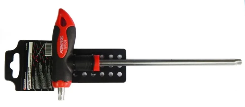 Ключ Т-образный TORX с прорезиненной рукояткой T30х150мм, на пластиковом держателе