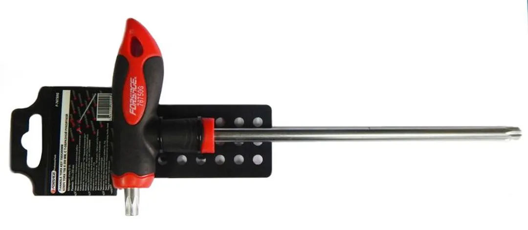 Ключ Т-образный TORX с прорезиненной рукояткой T40х150мм, на пластиковом держателе