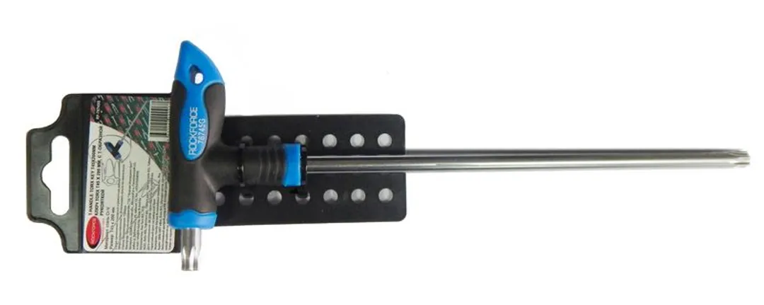 Ключ Т-образный TORX с прорезиненной рукояткой T40х150мм, на пластиковом держателе