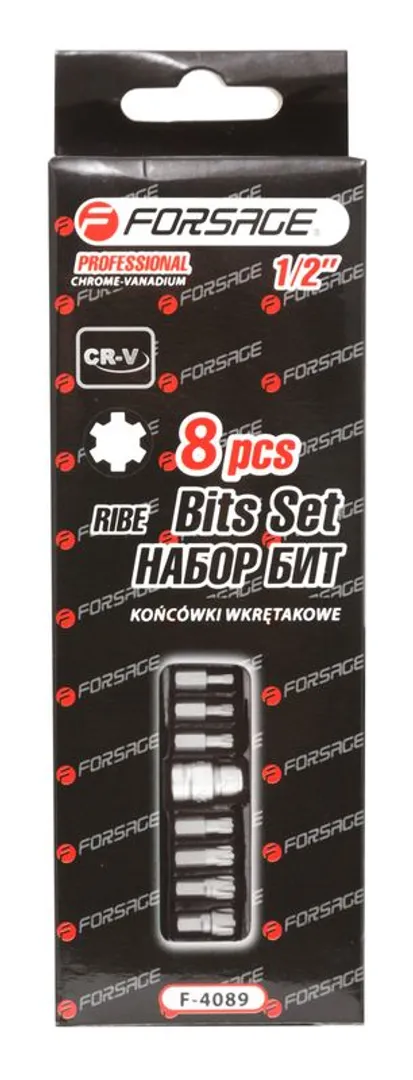 Набор бит RIBE c битодержателем,8пр. 1/2''(L:30,M5,М6,М7,М8,М10,М12,M14) в ложементе — фото 2