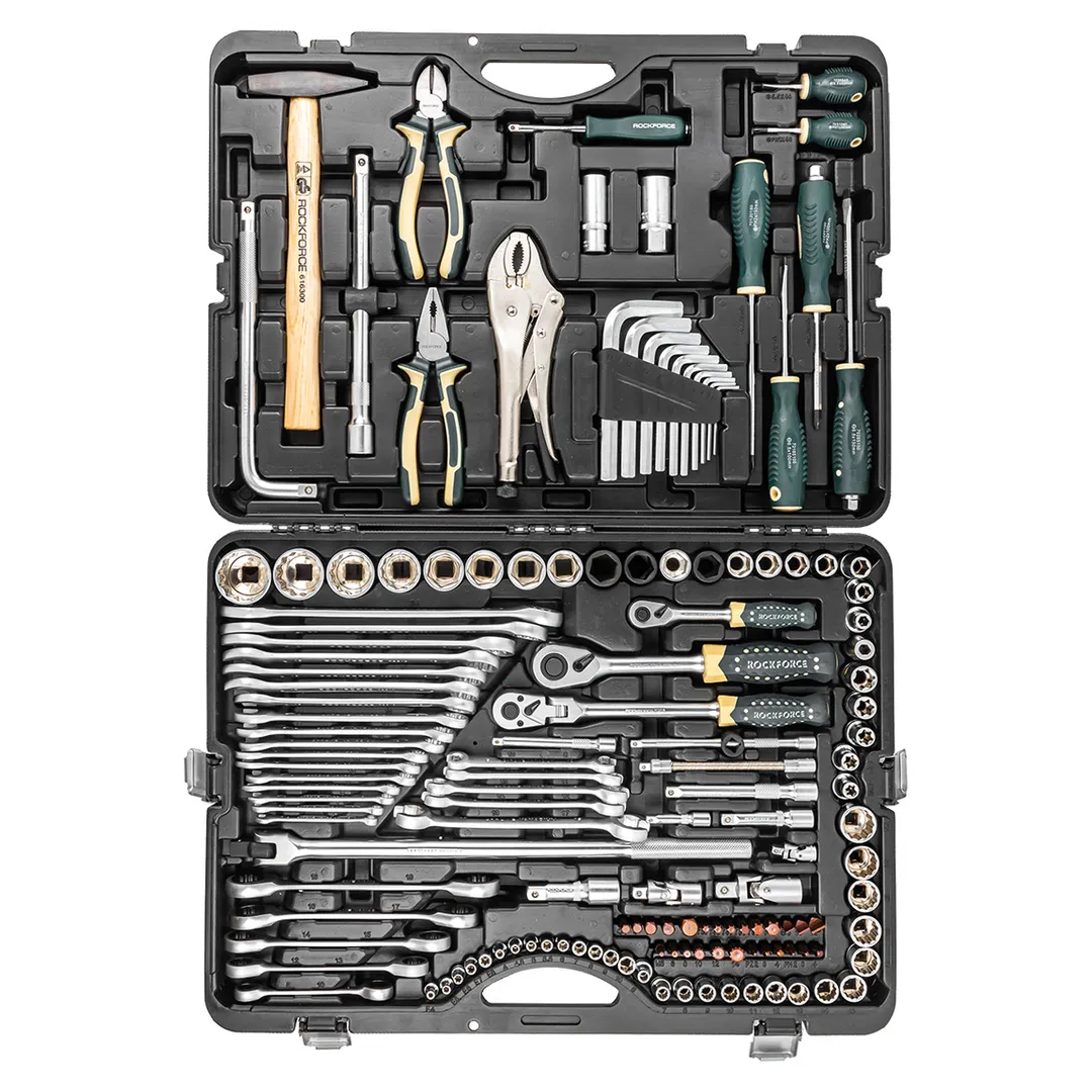 Набор инструментов 142+6пр. 1/4''3/8''1/2''(6-гран.)(4-36мм, 27,30,32,36-12гр.)+(ключи трещоточные:8х10,12х13,14х15,16х17,18х19мм, бокорезы-7'') — фото 3