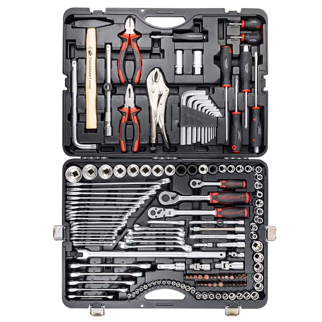 Набор инструментов 142+6пр. 1/4''3/8''1/2''(6-гран.)(4-36мм, 27,30,32,36-12гр.)+(ключи трещоточные:8х10,12х13,14х15,16х17,18х19мм, бокорезы-7'') — фото 3