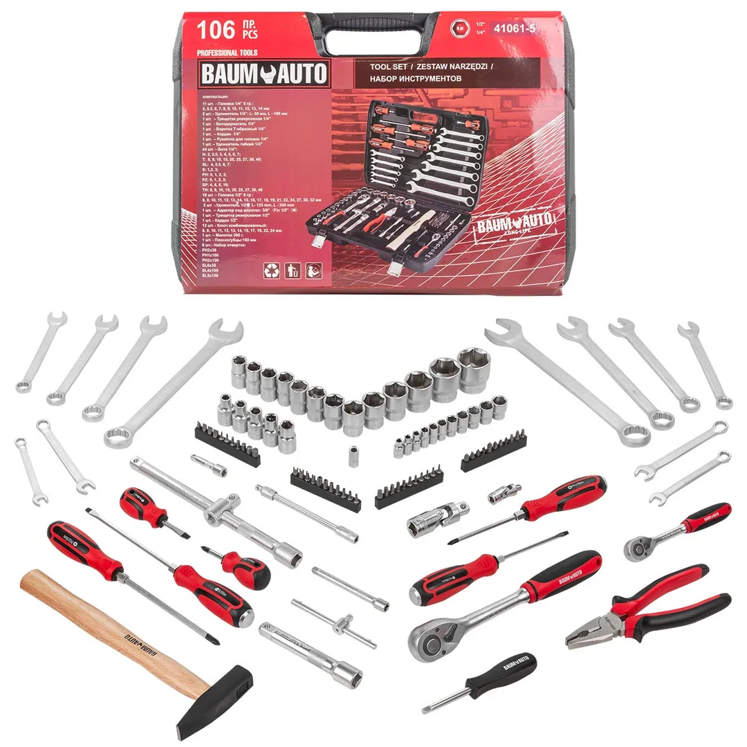 Набор инструментов 106пр. 1/4'' 1/2'' (6гр.)(5-32мм)