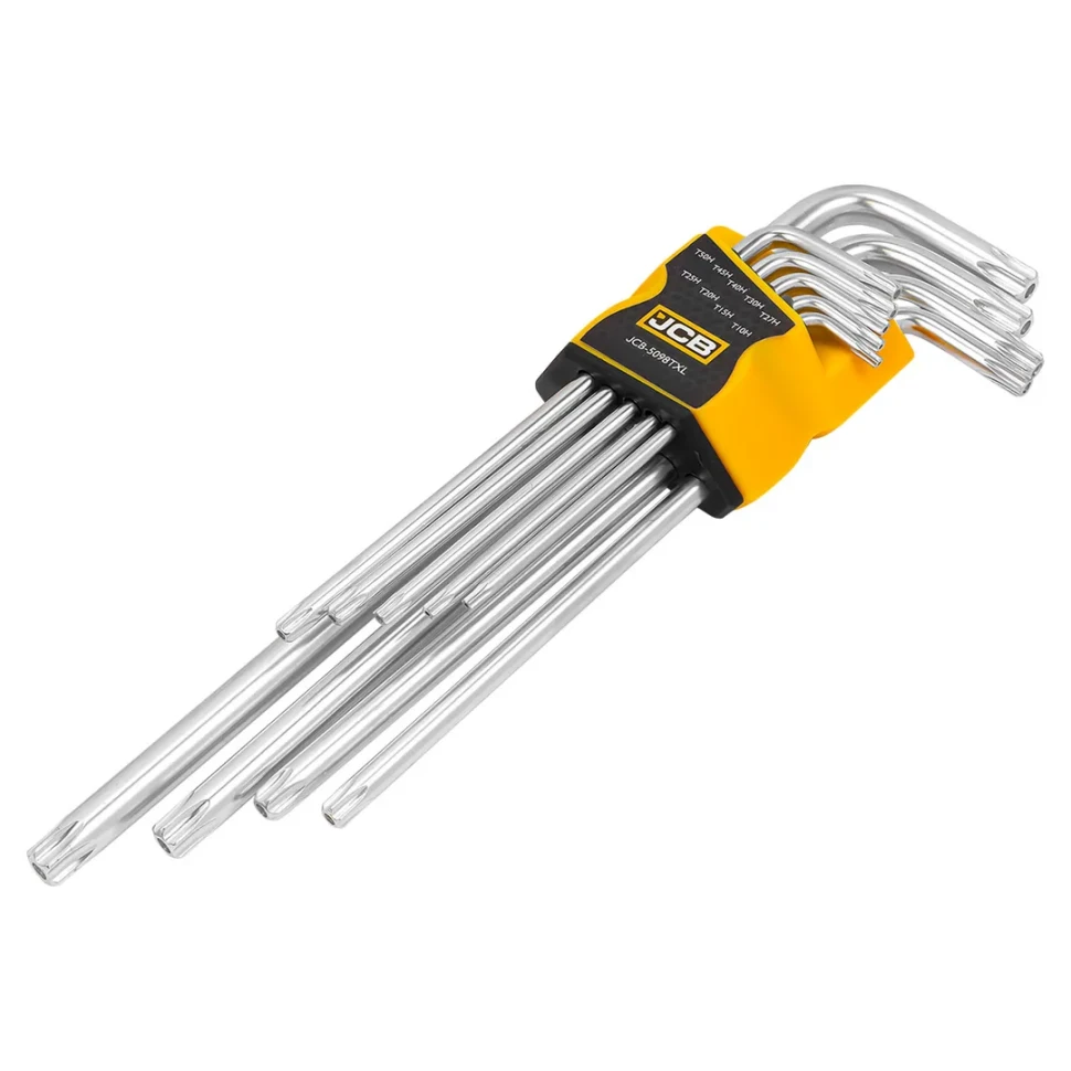 Ключи Г-образные TORX экстра длинные с отверстием, набор 9пр. (Т10Н, Т15Н, Т20Н, Т25Н, Т27Н, Т30Н, Т40Т, Т45Н, Т50Н) — фото 2