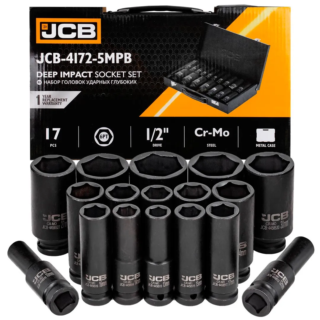 Набор головок ударных 17пр. 1/2'' (6гр.) (10,12-19,21,22,24,27,30,32,34,36мм),в метал кейсе